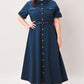 Navy woven midi dress from Flying Tomato's Classic Authority collection, featuring a stylish, flowy design and elegant silhouette.
