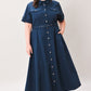 Navy woven midi dress from Flying Tomato's Classic Authority collection, featuring a stylish, flowing design and midi length.