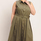 Olive green woven midi dress by Flying Tomato from the Simply Unstoppable collection, shown on a mannequin.