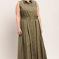 Olive green woven midi dress by Flying Tomato, featuring a stylish and comfortable design perfect for casual wear.