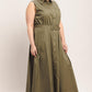 Flying Tomato Simply Unstoppable woven midi dress in olive green, featuring a stylish, flowy design perfect for casual wear.