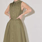 Flying Tomato Simply Unstoppable woven midi dress in olive green, featuring a flowy silhouette and sleeveless design.