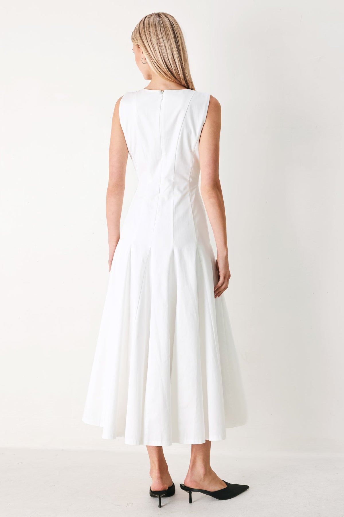 White woven midi dress by Flying Tomato featuring a stylish, elegant design perfect for casual or semi-formal occasions.