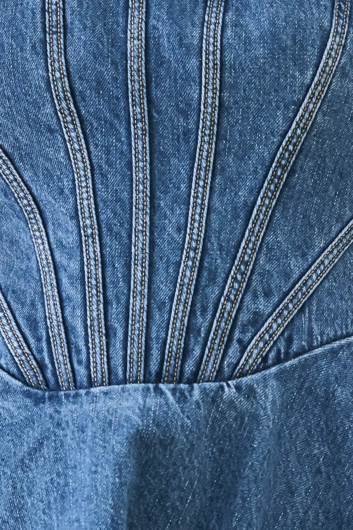 Flying Tomato vintage shape denim mini dress in indigo with a fitted bodice and short length, perfect for casual wear.
