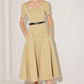 Beige woven midi dress from Flying Tomato's Warm Stone Edit collection, featuring a relaxed fit and stylish design.