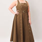 Flying Tomato Sweet Sienna woven midi dress in brown, featuring a stylish, textured fabric and a flattering fit.