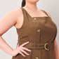 Flying Tomato Sweet Sienna woven midi dress in brown, featuring a stylish and comfortable design perfect for casual wear.