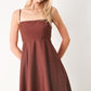 Flying Tomato Quiet Luxe Woven Midi Dress in dark rose color, featuring a flowing, elegant design perfect for stylish occasions.