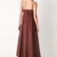 Flying Tomato Quiet Luxe woven midi dress in dark rose with a relaxed fit and elegant, flowing fabric.