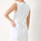 Off-white Flying Tomato Pure Glam woven mini dress with short sleeves and a fitted silhouette.