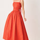 Flying Tomato Riviera Nights woven midi dress in coral red, featuring a stylish sleeveless design and flowing fabric.