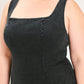 Black Urban Chic Denim Midi Dress by Flying Tomato, showcasing a stylish fitted silhouette with casual denim fabric.