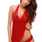 Lace Cup Halter Neck Babydoll Set