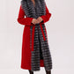 Genuine Silver Fox Virgin Wool Wrap Coat in Red