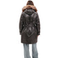 Genuine Fox Fur Trim Mid Length Coat