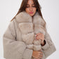 Genuine Polar Fox Boucle Down Coat