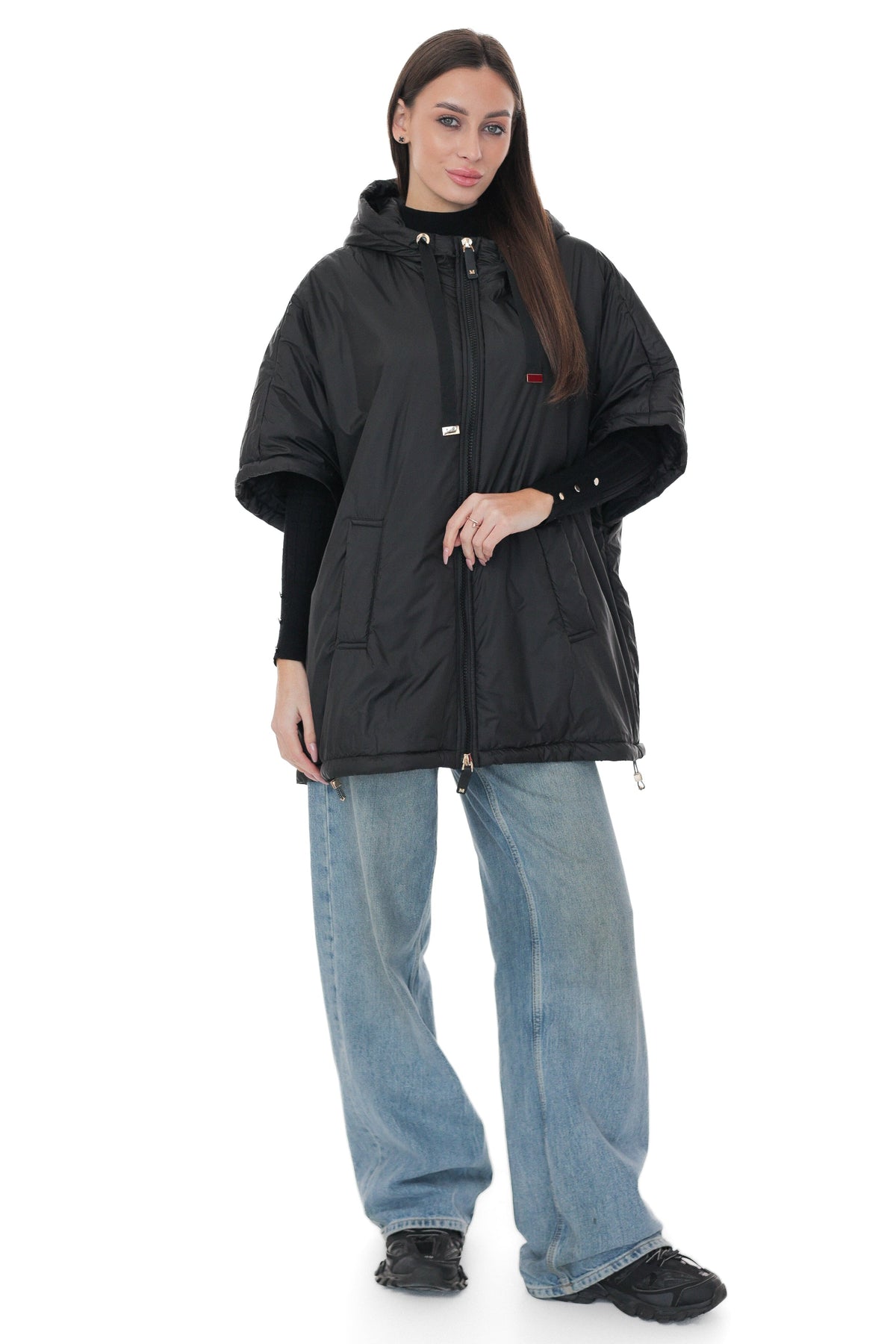 Black hooded vest by Alaska® Outerwear Company shown from the front