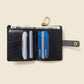 Leather Bifold Wallet with Snap & Key Ring - Black