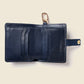 Leather Bifold Wallet with Snap & Key Ring - Navy