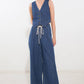 Flying Tomato I Still Believe denim vest, medium indigo color, stylish sleeveless top with button front and classic denim design.