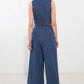 Medium indigo Flying Tomato I Still Believe denim vest, a stylish sleeveless denim top with front pockets and button closure.