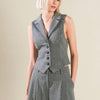 WANNA BE LOVED WOVEN VEST - GREY/WHITE