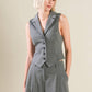 Flying Tomato Wanna Be Loved woven vest in grey and white, stylish tops with a textured woven design.