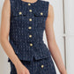 PARISIAN TWEED NAVY WOVEN TWEED VEST