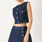 ICONIC INDIGO DENIM CROP VEST