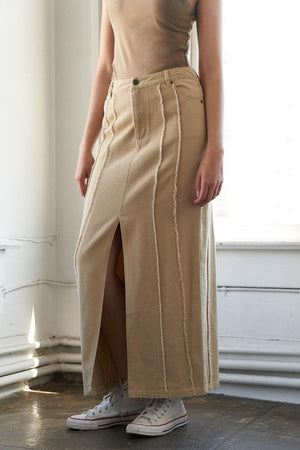 Flying Tomato woven skirt in taupe with a patterned design, featuring a lightweight, breathable fabric and a stylish, relaxed fit.