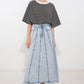 Light denim Urban Cowgirl midi skirt by Flying Tomato, featuring a classic denim design and mid-length fit.