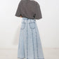 Light denim Urban Cowgirl midi skirt by Flying Tomato, featuring a classic denim design and midi length for casual style.
