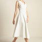 White and black woven midi skirt from Flying Tomato's Walk With Me collection, featuring a stylish, flowing design.