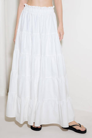 White woven maxi skirt from Flying Tomato with a relaxed, flowing design perfect for casual and boho-inspired outfits.