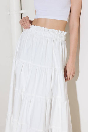 White woven maxi skirt from Flying Tomato with a relaxed, flowing design perfect for casual and bohemian styles.