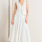 White woven circle skirt by Flying Tomato featuring a pale frame design, displayed on a neutral background.