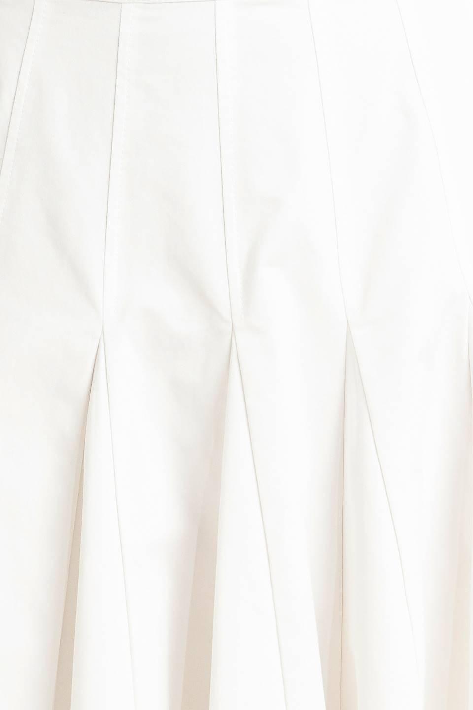 White woven circle skirt by Flying Tomato featuring a pale frame design, displayed flat on a neutral background.