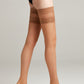 Conte Flame women's stockings with silicone lace top in bronze, featuring a flame-inspired pattern