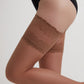Conte Flame women's stockings with silicone lace top in bronze, shown against a neutral background