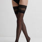 TheRanok.com Flame black women's stockings with silicone lace top, front view