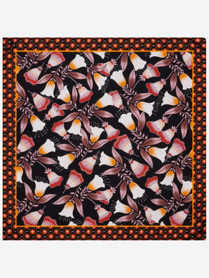 Bruna (black/orange)- Soft and lightweight Italian foulard from pure silk