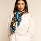 Bruna (blue)- Soft and lightweight Italian foulard from pure silk