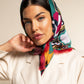 Giorgia (green/pink) - Italian soft and lightweight foulard made from pure silk