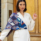Giorgia (blue/red) - Italian soft and lightweight foulard made from pure silk