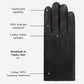 Aldo (black) - Italian lambskin leather gloves with lambswool lining & touchscreen feature