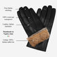 Marco (black) - Italian lambskin leather gloves with brown rabbit fur lining
