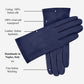 Sofia (navy blue) - Italian lambskin leather gloves with silk lining