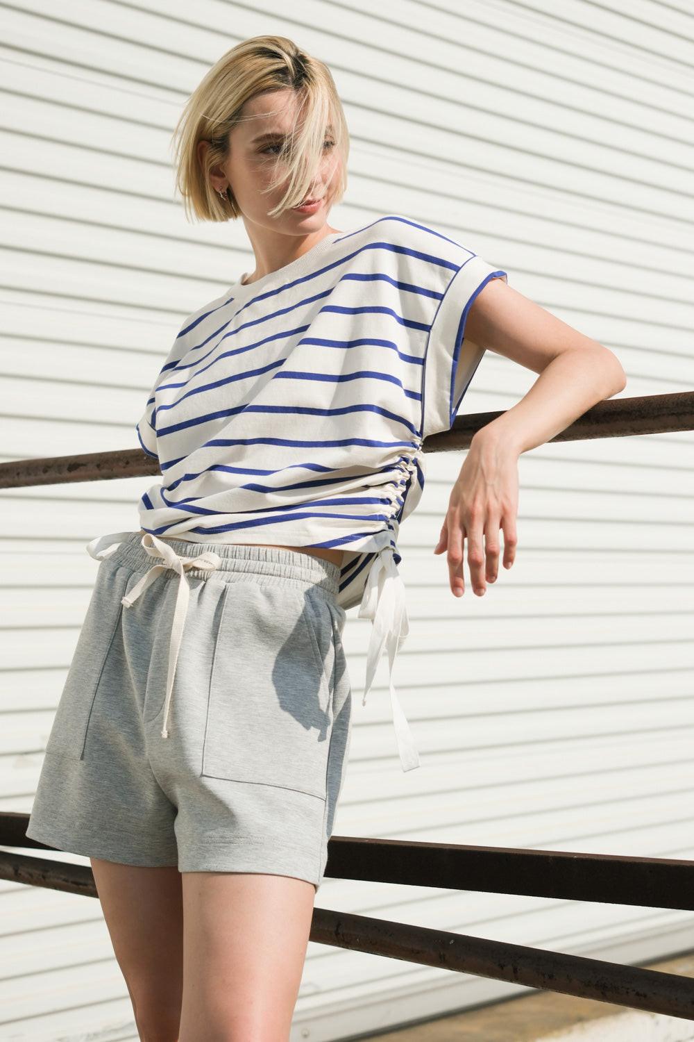 Flying Tomato Call My Lovely Shorts in heather grey, casual women’s shorts with a relaxed fit and comfortable fabric.