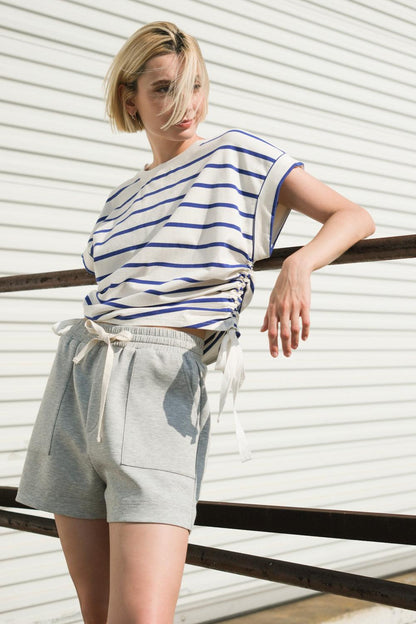 Flying Tomato Call My Lovely Shorts in heather grey, casual women’s shorts with a relaxed fit and comfortable fabric.