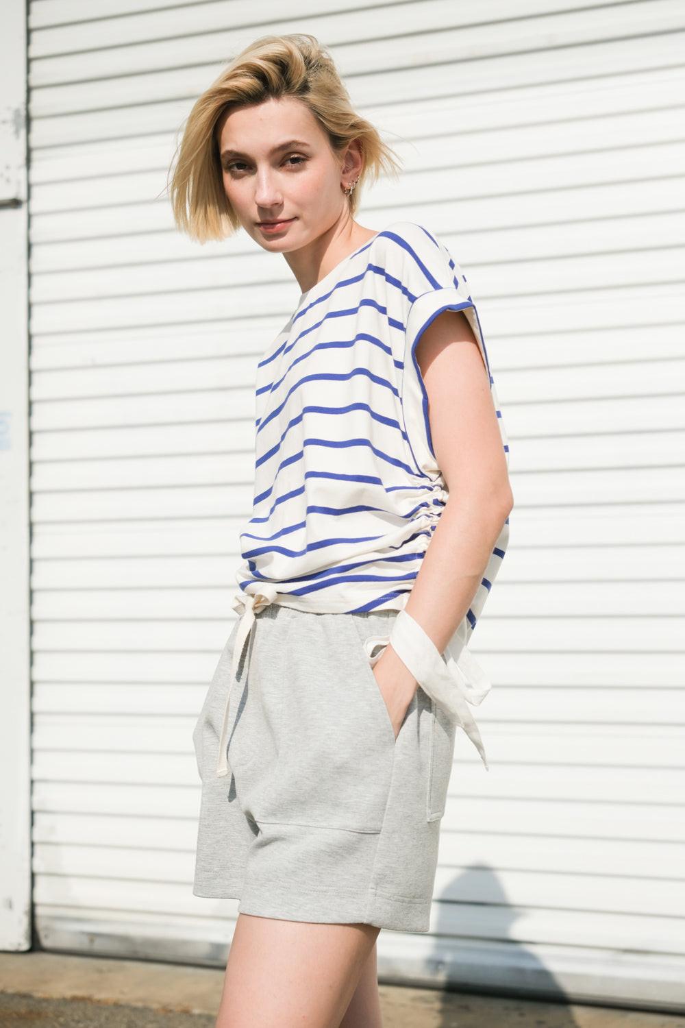 Flying Tomato Call My Lovely shorts in heather grey, casual cotton shorts with a relaxed fit and adjustable waistband.
